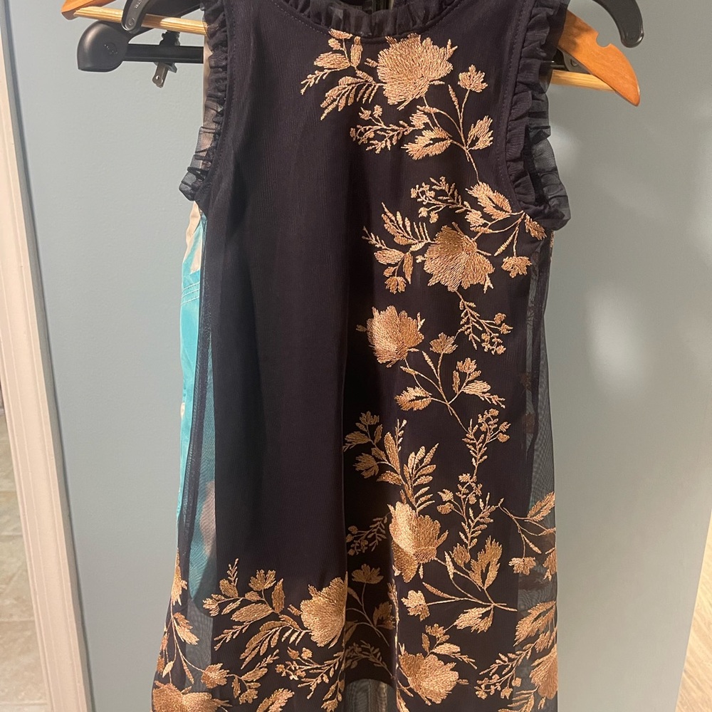 Design Lab, embroidered dress, black/gold